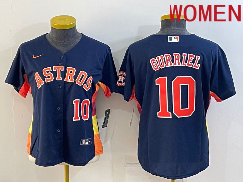 Women Houston Astros #10 Gurriel Blue Game Nike 2022 MLB Jersey->women mlb jersey->Women Jersey